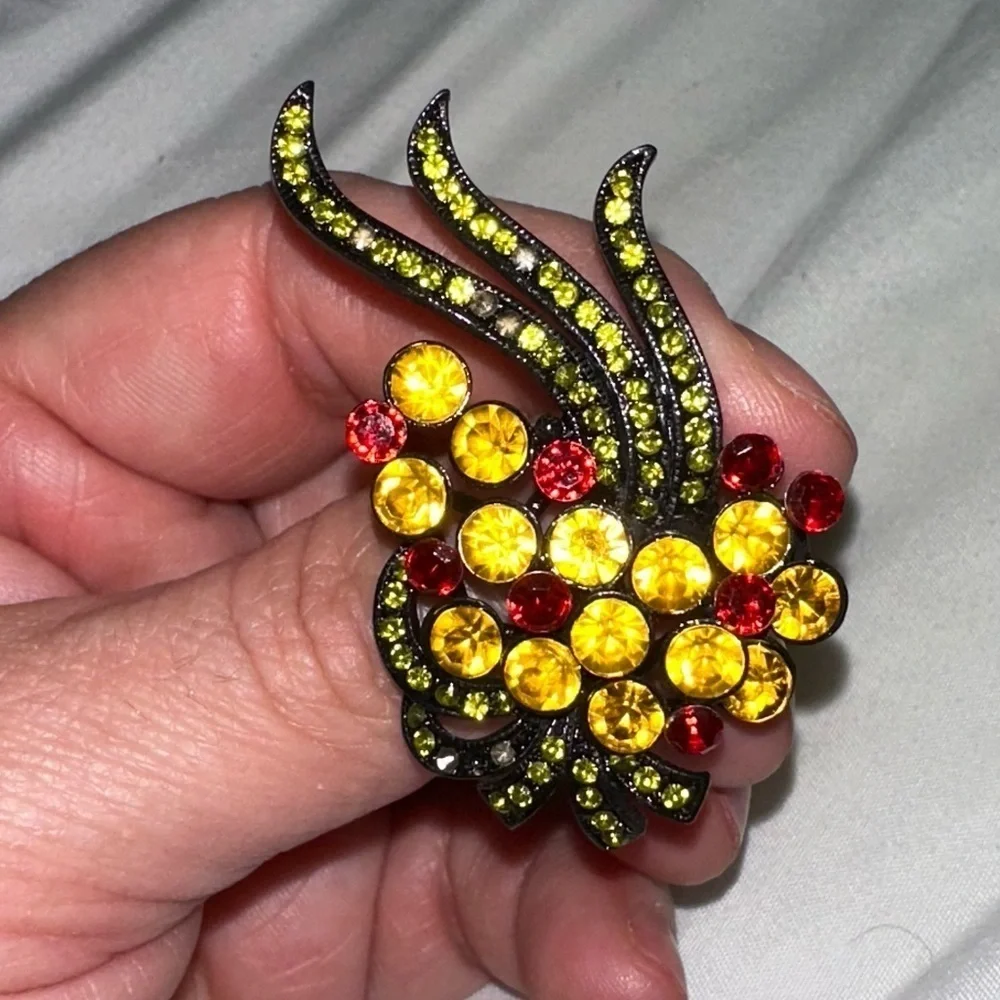 vintage brooch with crystal accents